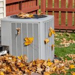 Dirty,Air,Conditioning,Unit,Covered,In,Leaves,During,Autumn.,Home